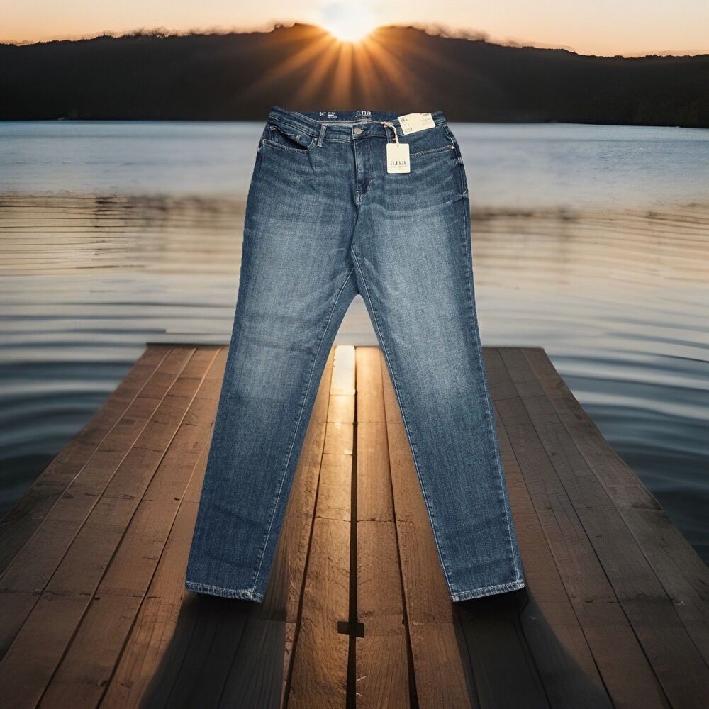 Ana Mid Rise Skinny Jeans 14 T Blue Stretch Denim Womens Measure 33 x 30 New NWT